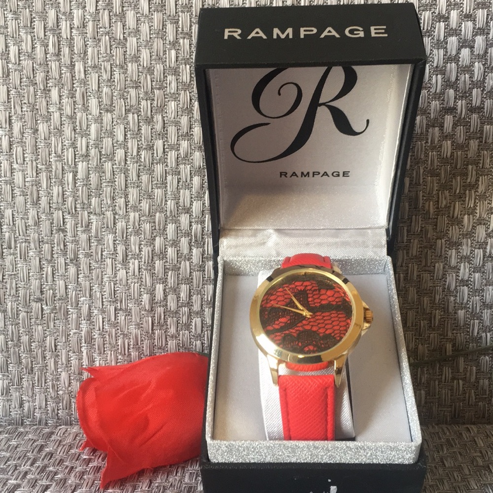Rampage Bronze and red watch with leather straps